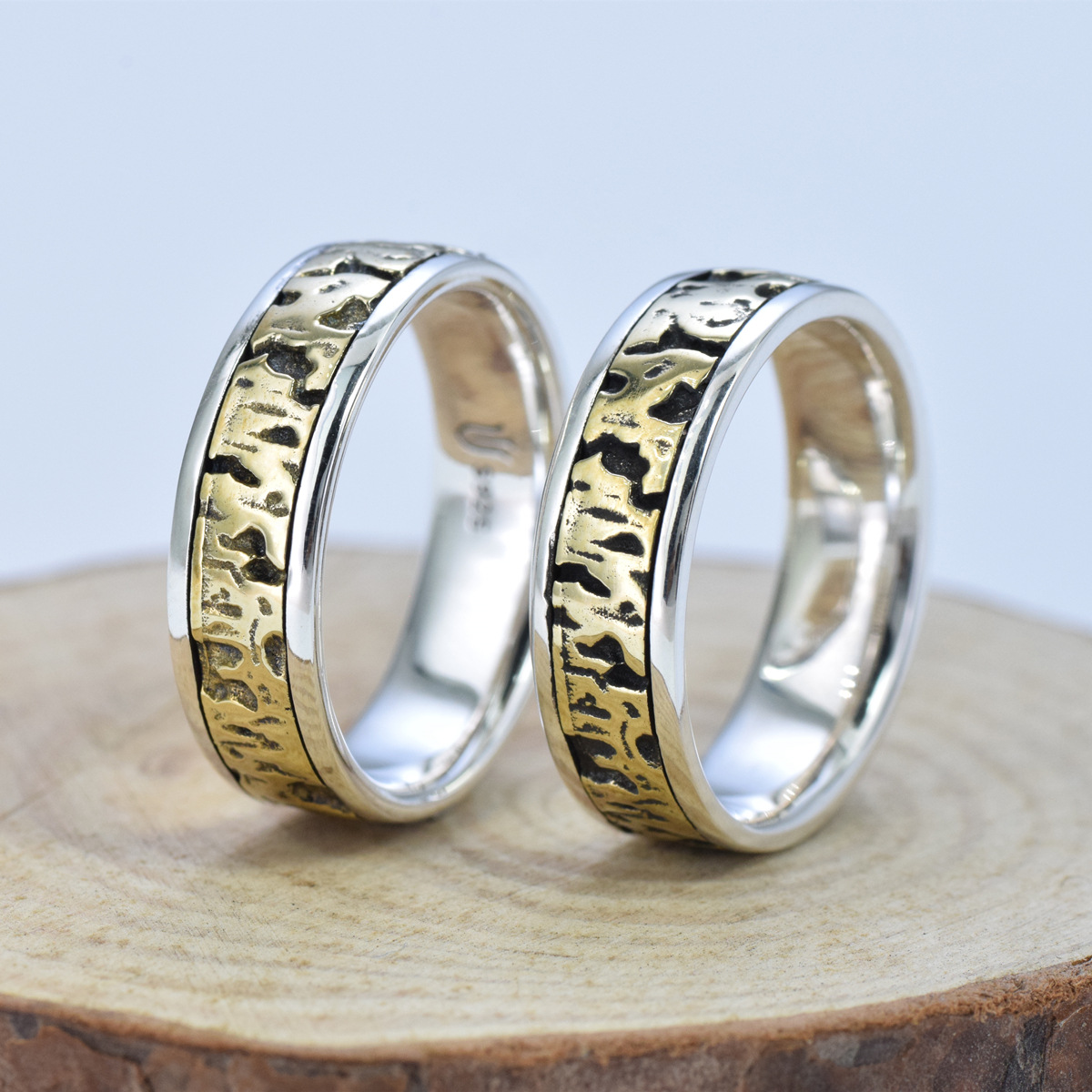 S925 sterling silver couple ring gilt gold craft unisex - Image 3