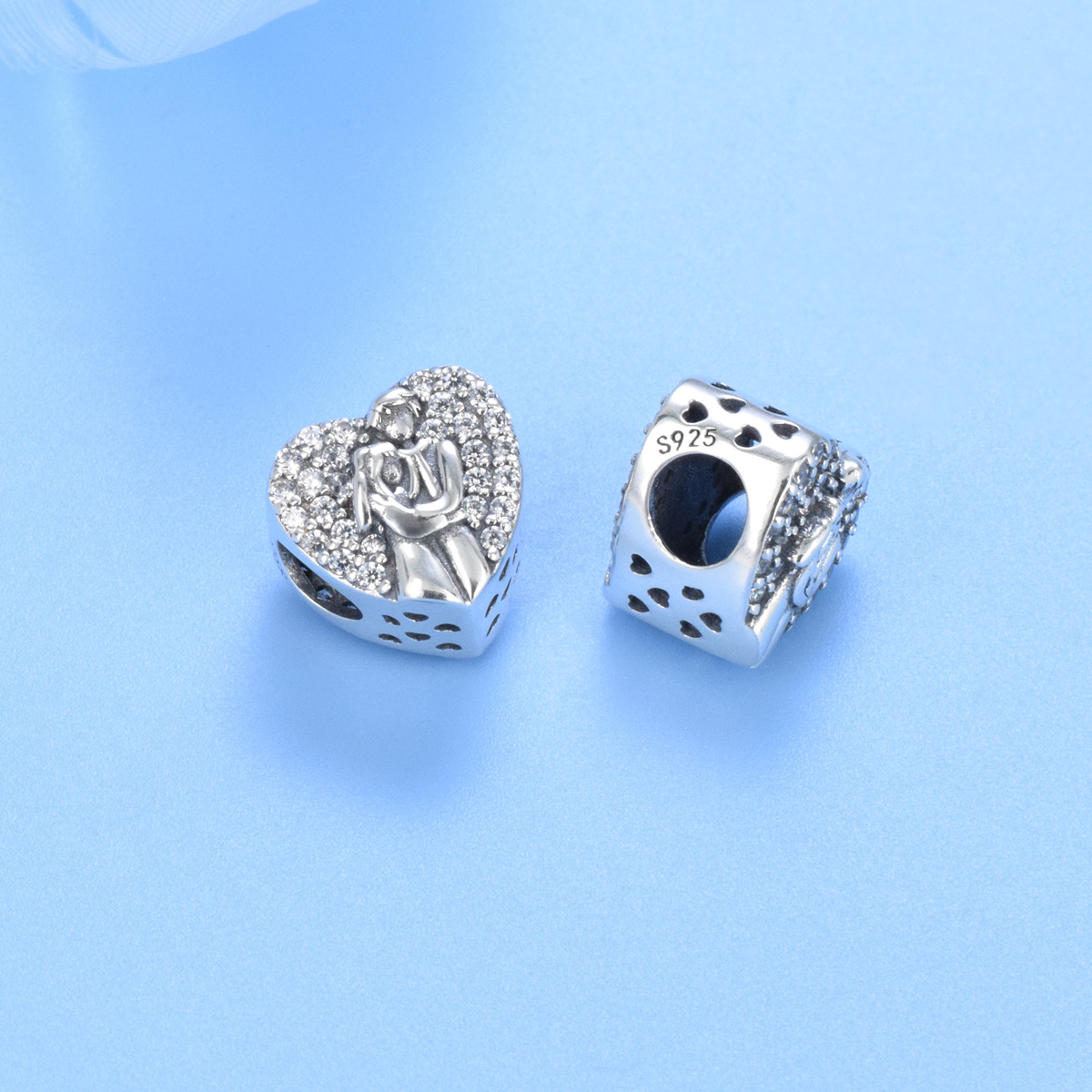 S925 Sterling Silver Beaded DIY Pendant for Couples - Image 3