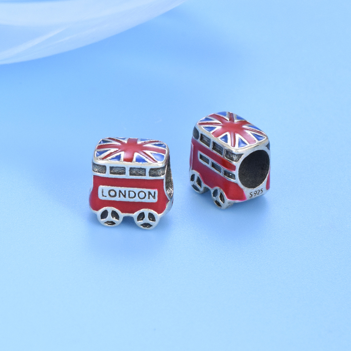 S925 Sterling Silver Beaded DIY Pendant Car Bus - Image 3