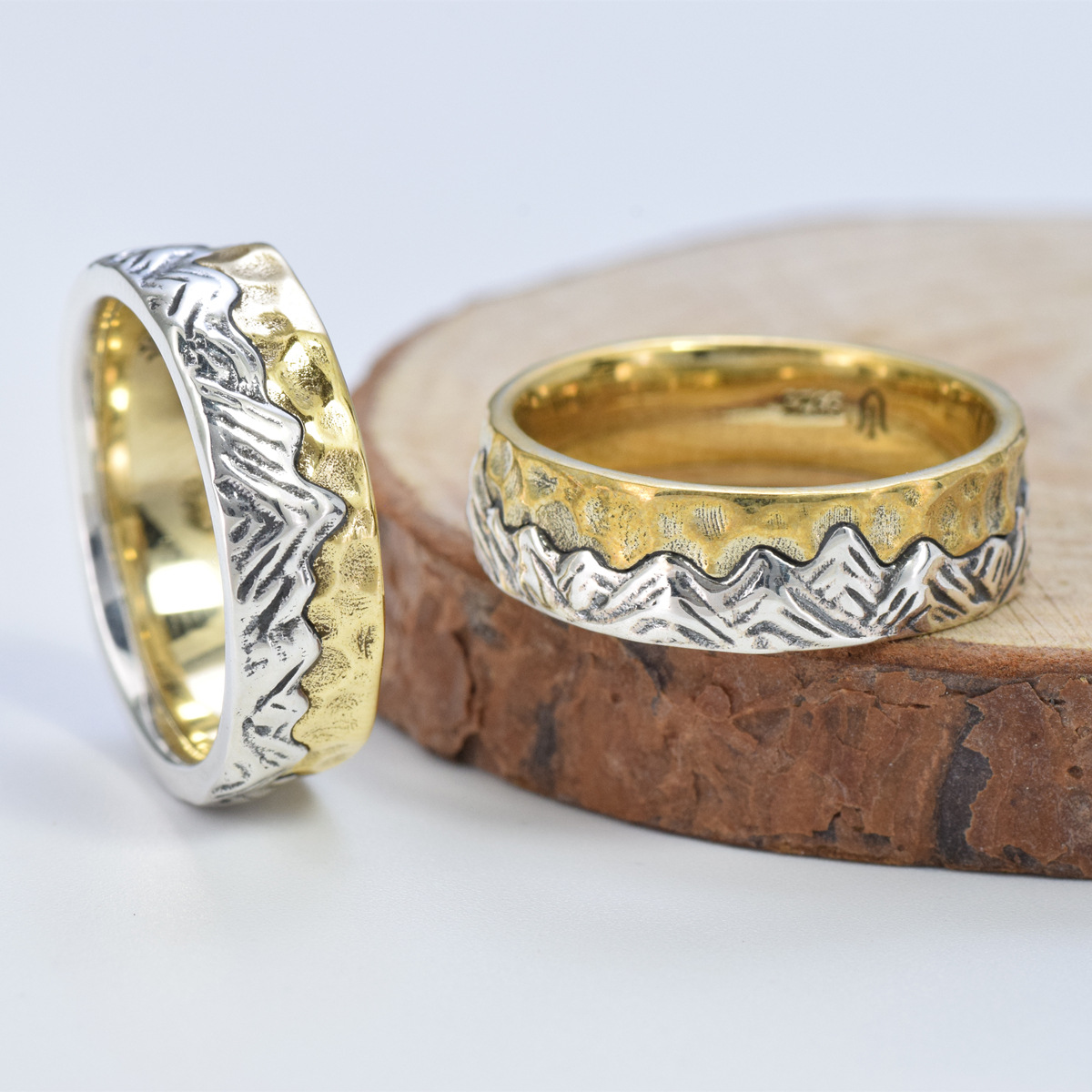 S925 sterling silver couple ring gold craft unisex - Image 3