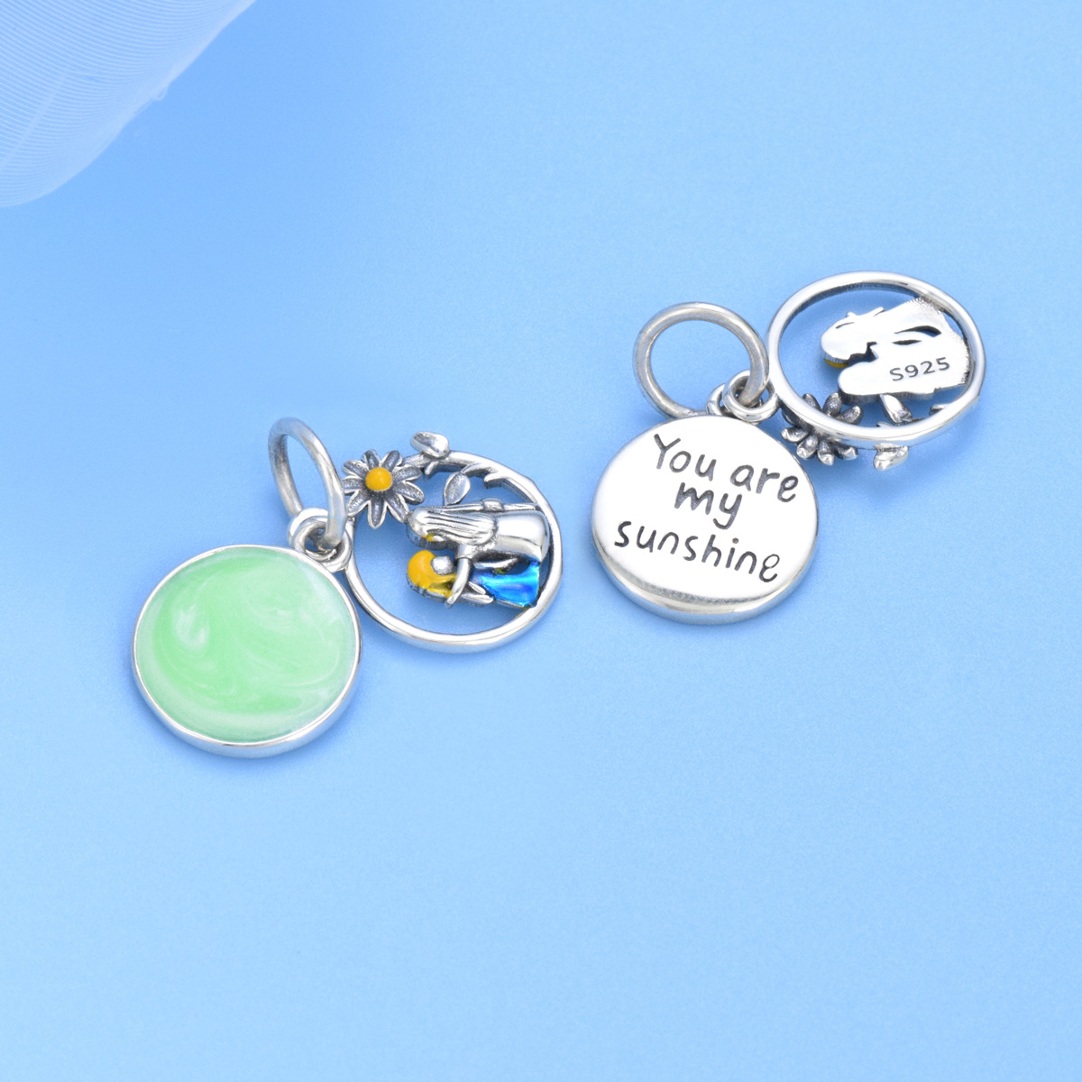 S925 Sterling Silver Beaded DIY Pendant for Couples - Image 3