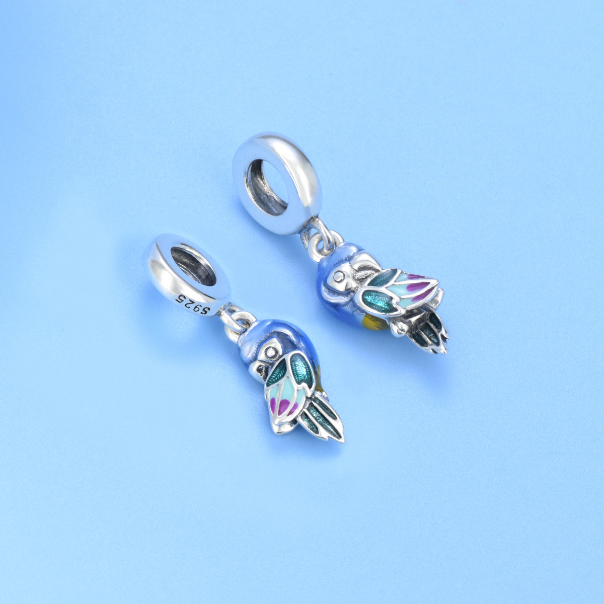 S925 Sterling Silver Beaded DIY Pendant Parrot - Image 3