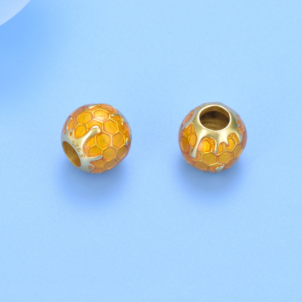 S925 Sterling Silver Beaded DIY Pendant Honeycomb - Image 3