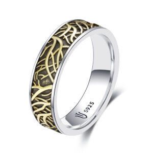S925 sterling silver couple ring vine man pattern gold craft unisex