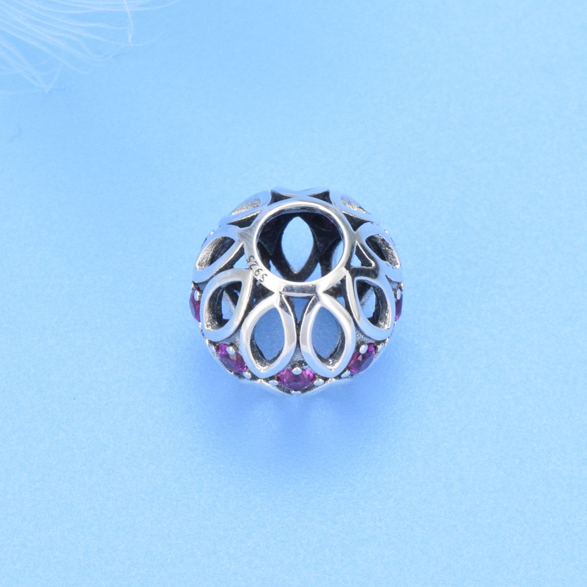S925 sterling silver beaded DIY pendant cutout - Image 3