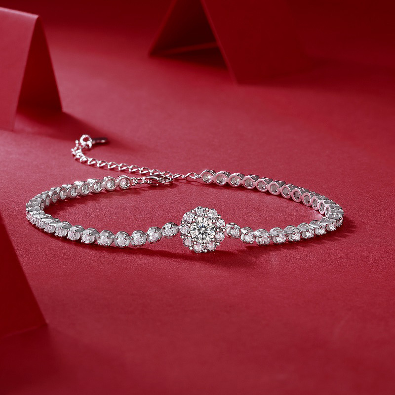D VVS1 Moissanite Tennis Bracelet S925 Sterling Silver Bracelets with GRA - Image 5