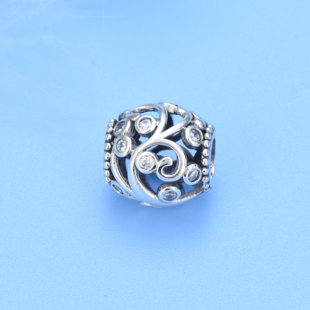 S925 sterling silver beaded DIY pendant hollow large hole beads - Image 3