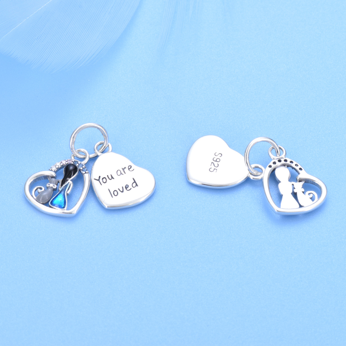 S925 sterling silver beaded DIY pendant love little girl - Image 3