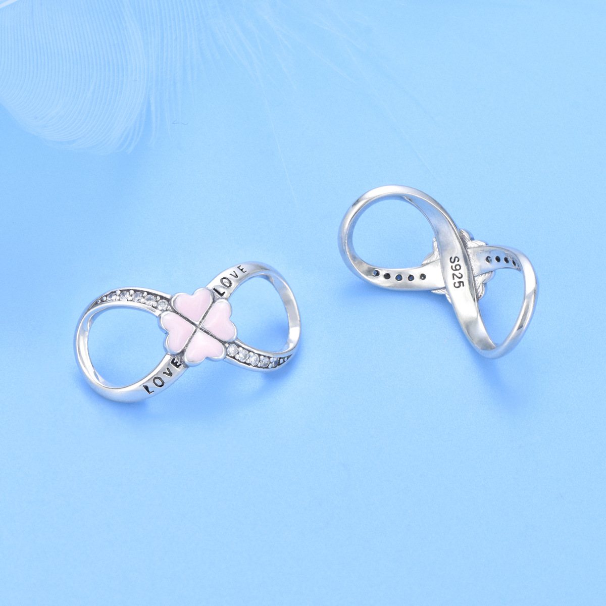 S925 sterling silver beaded DIY pendant figure 8 flowers - Image 3