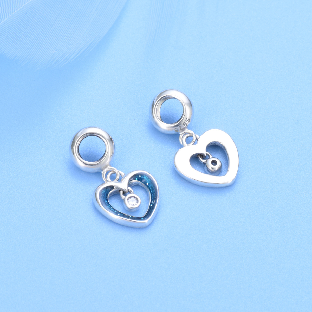 S925 Sterling Silver Beaded DIY Pendant Heart of the Ocean of Love - Image 3