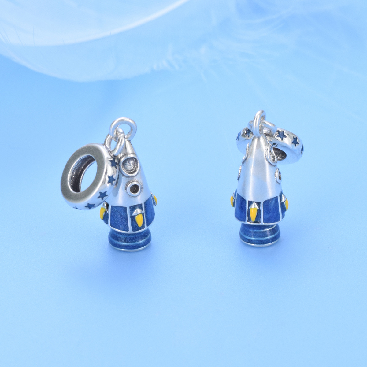 S925 Sterling Silver Beaded DIY Pendant Spaceship - Image 3