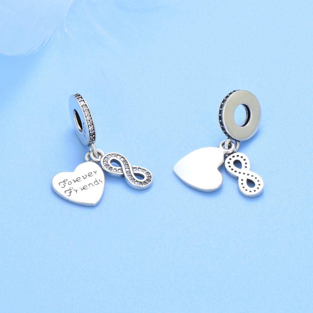 S925 sterling silver beaded DIY pendant love - Image 3