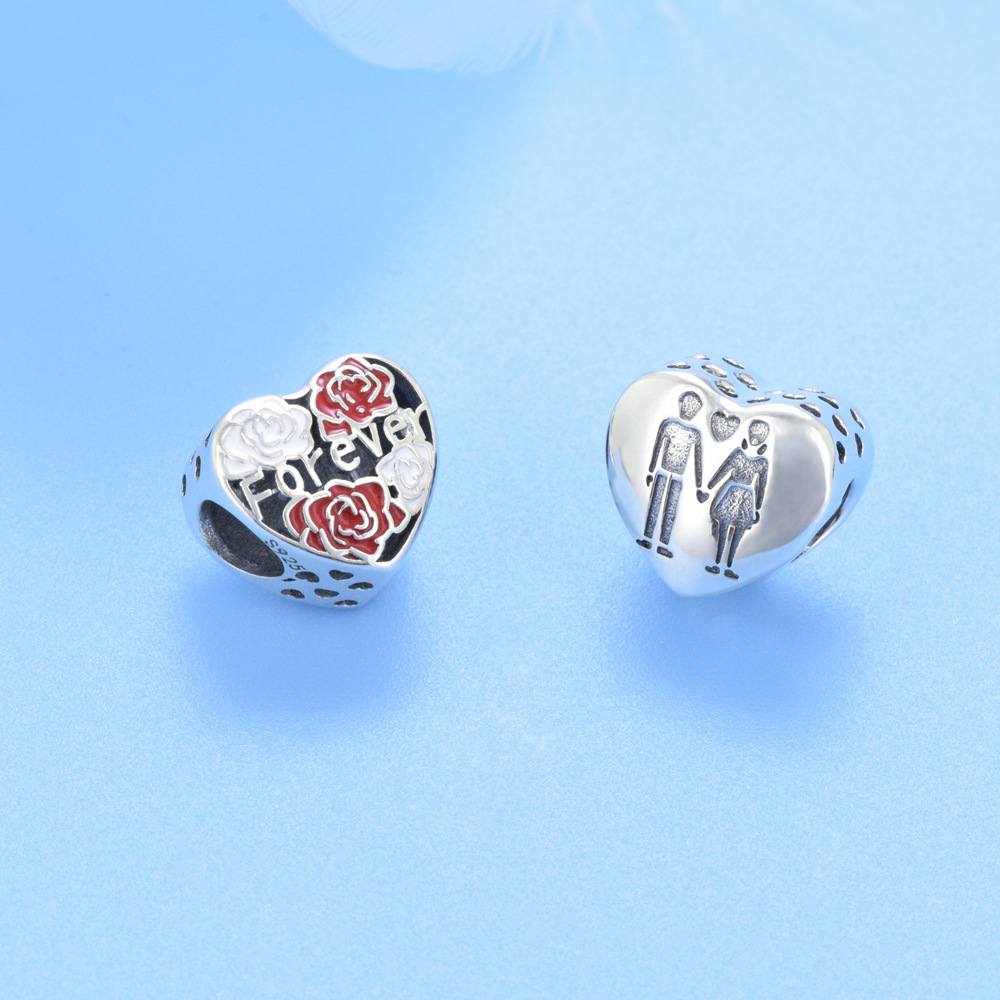 S925 sterling silver beaded DIY pendant rose - Image 3