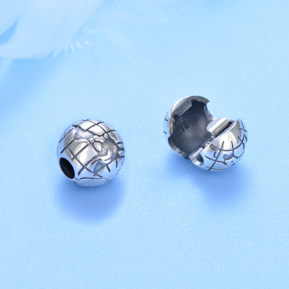 S925 sterling silver beaded DIY pendant earth - Image 3