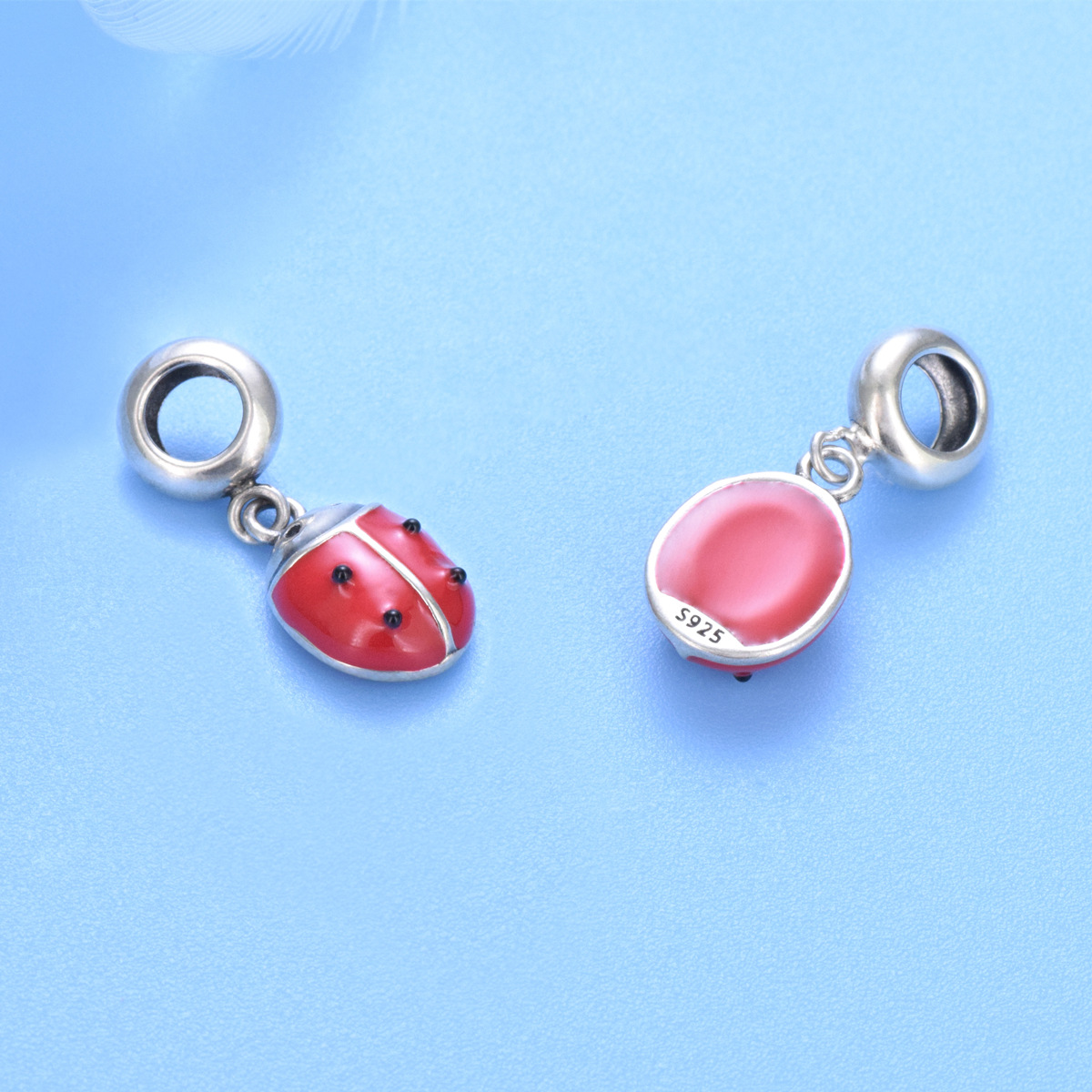 S925 sterling silver DIY beaded pendant seven-star ladybug - Image 3