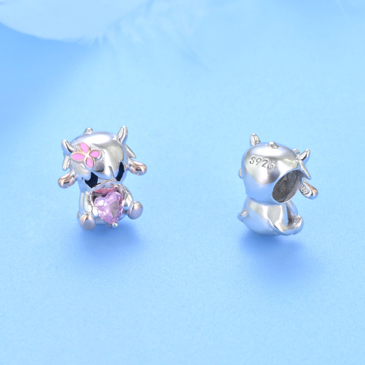 S925 sterling silver bead DIY pendant for small cows - Image 3