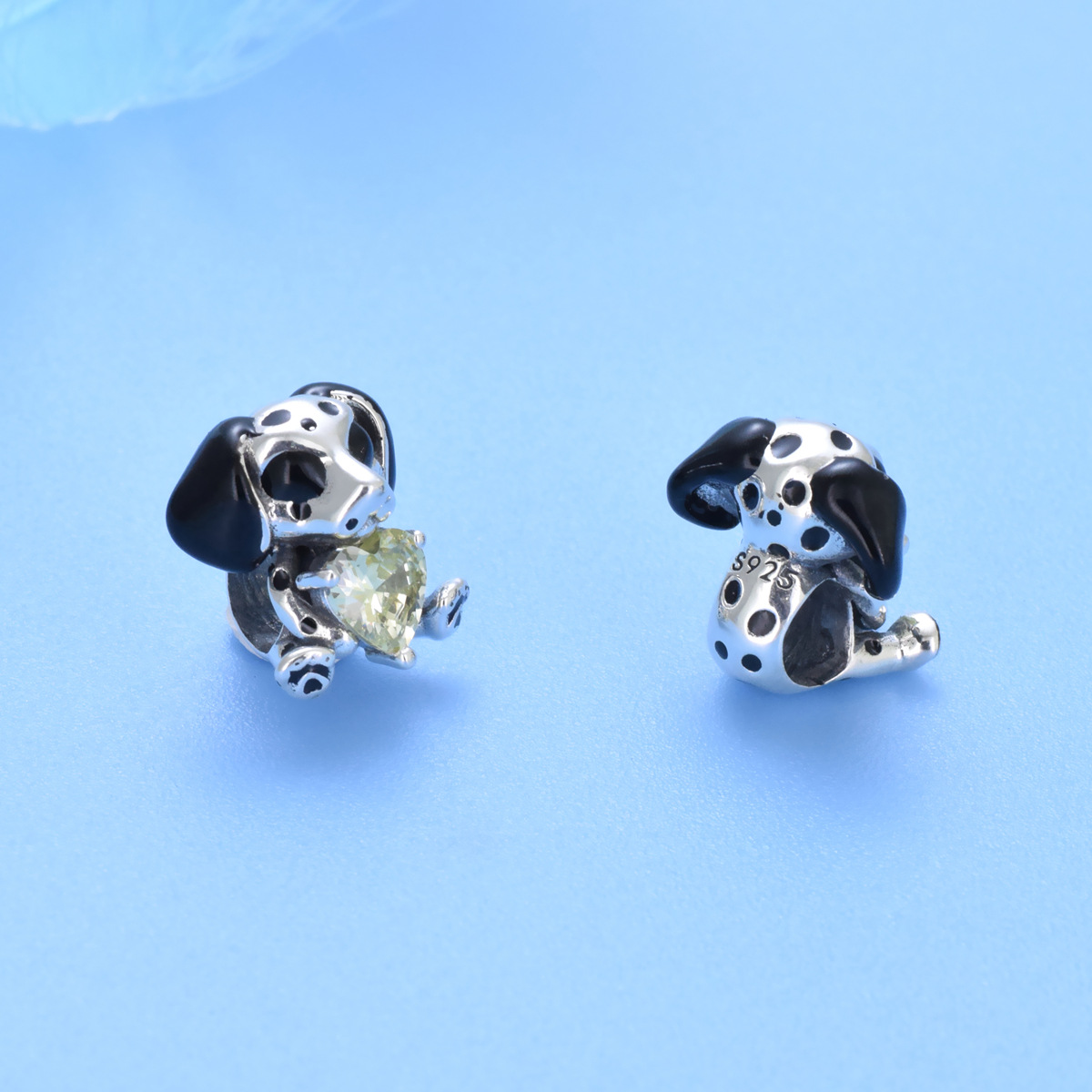 S925 sterling silver bead DIY pendant with spotted dog - Image 3
