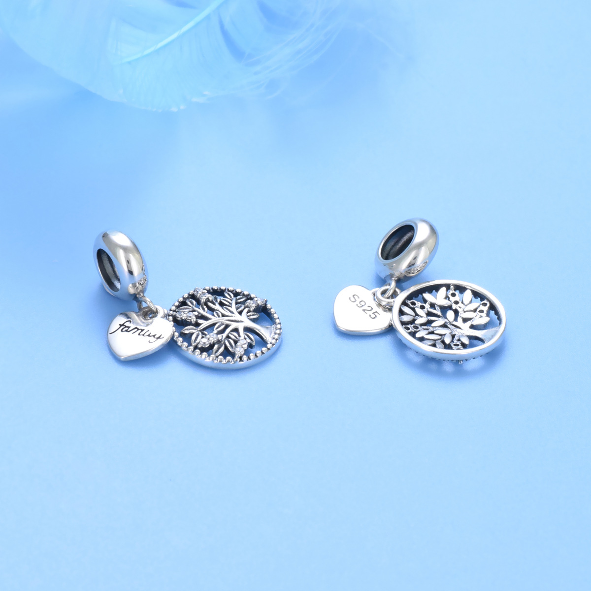 S925 Pure Silver Bead DIY Pendant Family Tree - Image 3