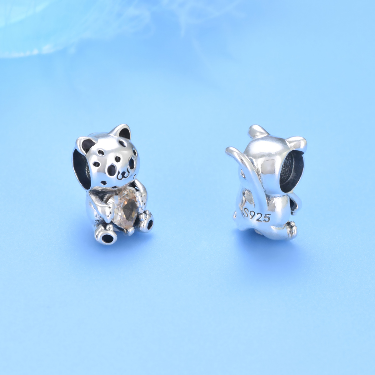 S925 sterling silver bead DIY pendant teddy bear - Image 3