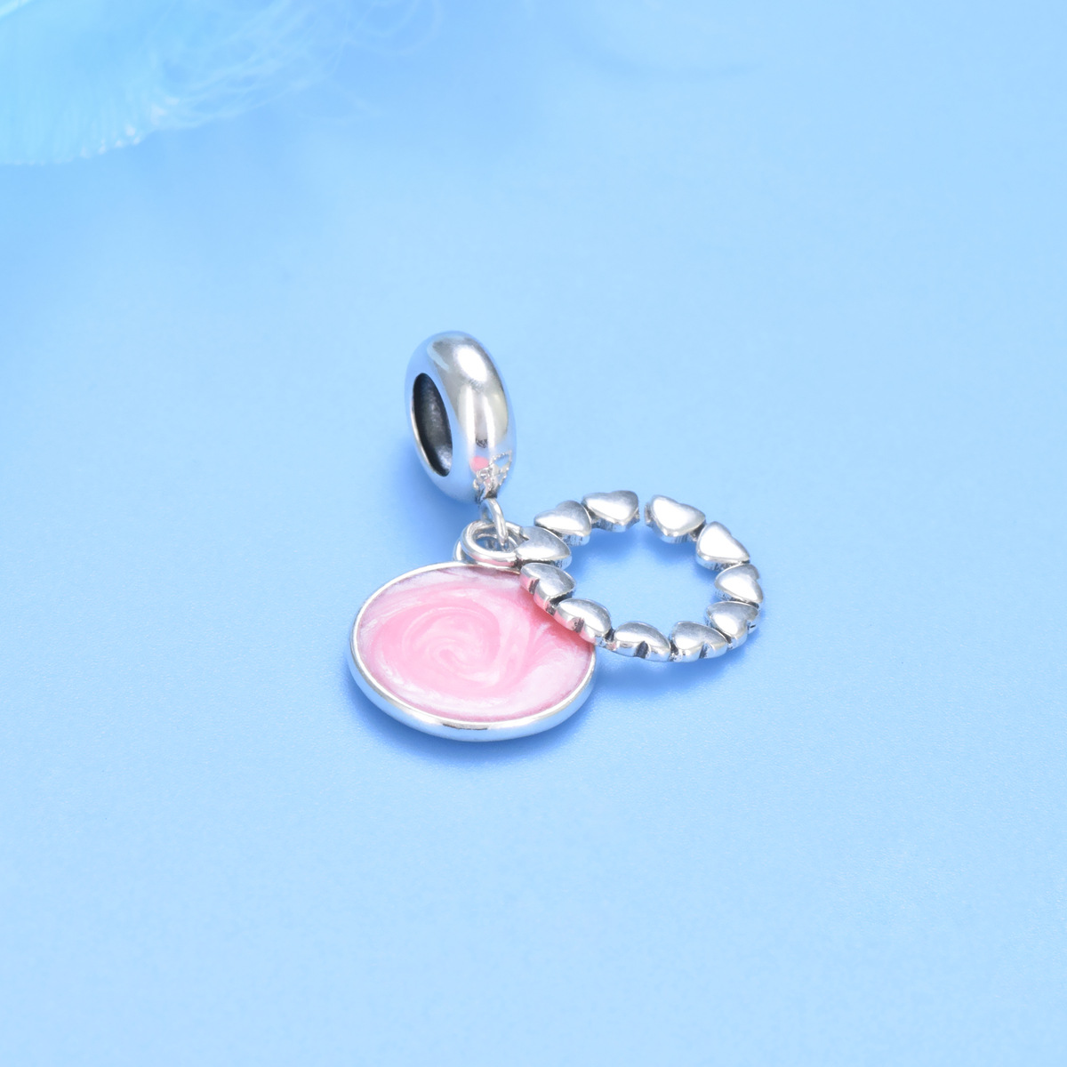 S925 Pure Silver Bead DIY Pendant Love - Image 3