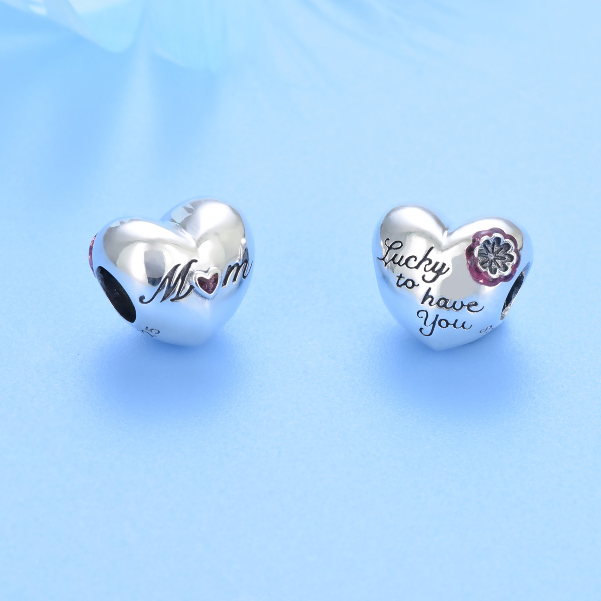 S925 Pure Silver Bead DIY Pendant Love - Image 3