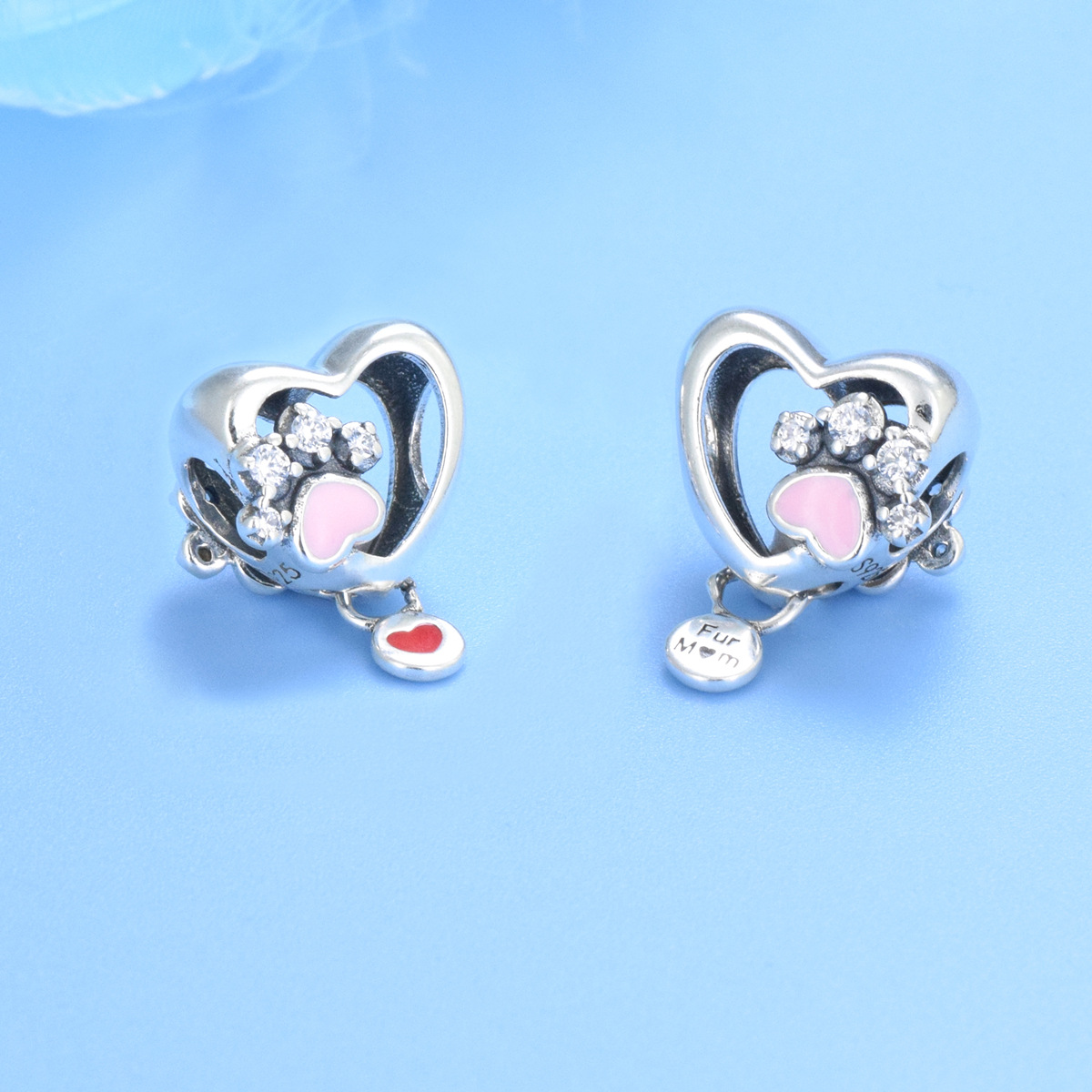 S925 Pure Silver Bead DIY Pendant Love - Image 3