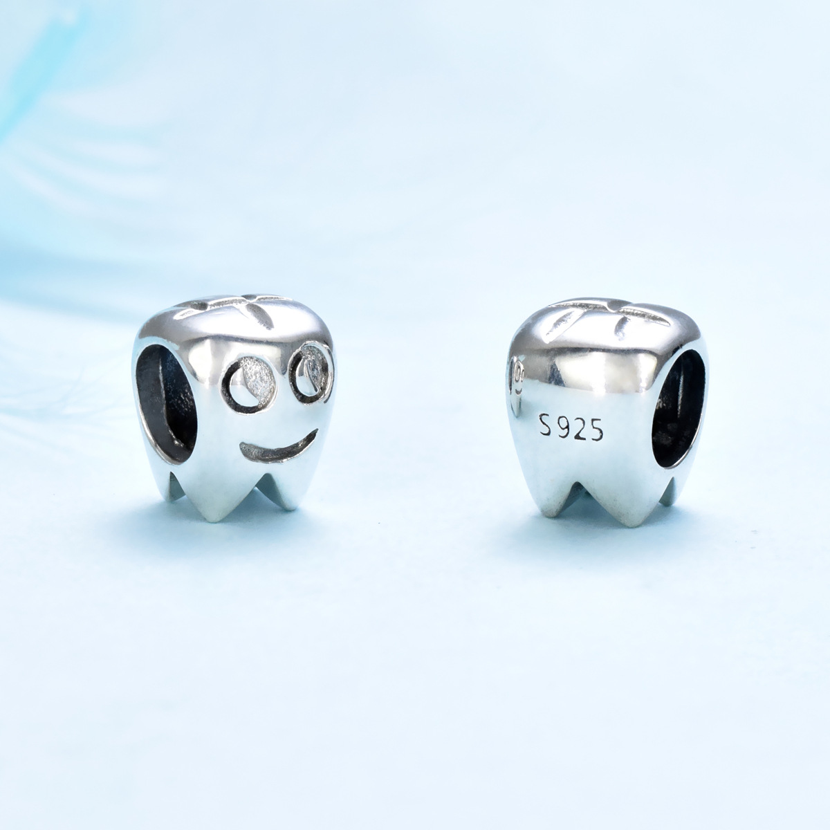 S925 sterling silver bead DIY pendant teeth - Image 3