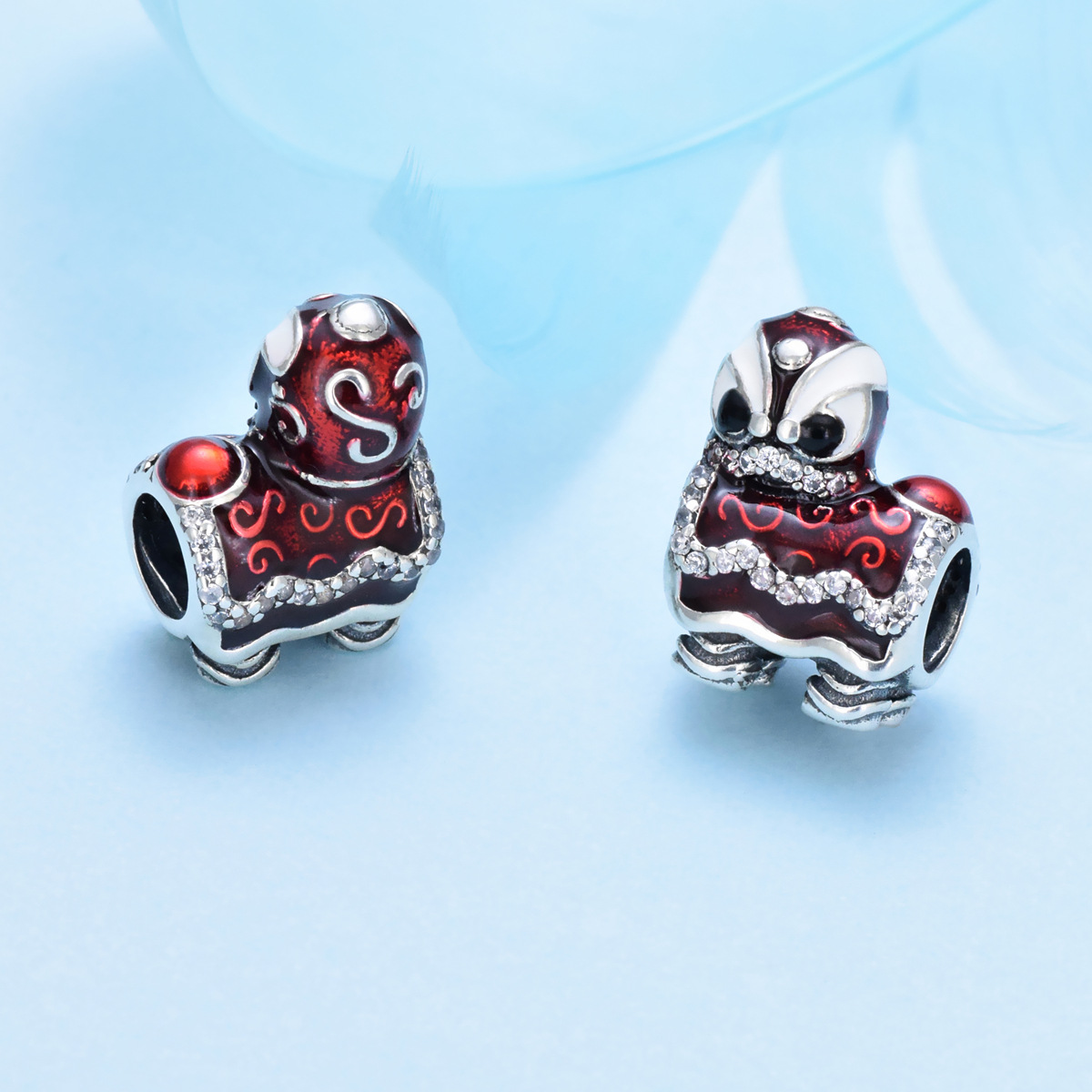 S925 sterling silver bead DIY pendant lion dance - Image 3