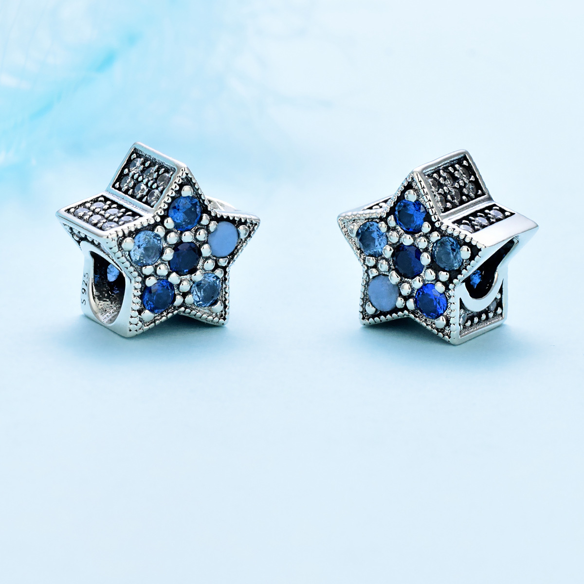 S925 sterling silver bead DIY pendant pentagram - Image 3