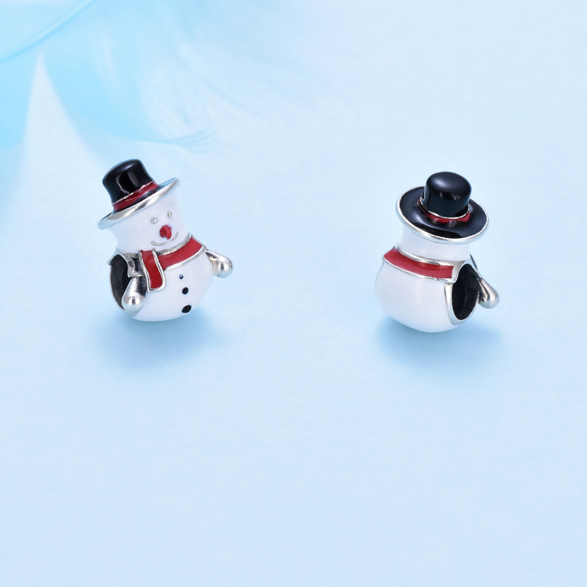 S925 sterling silver bead DIY pendant snowman - Image 3