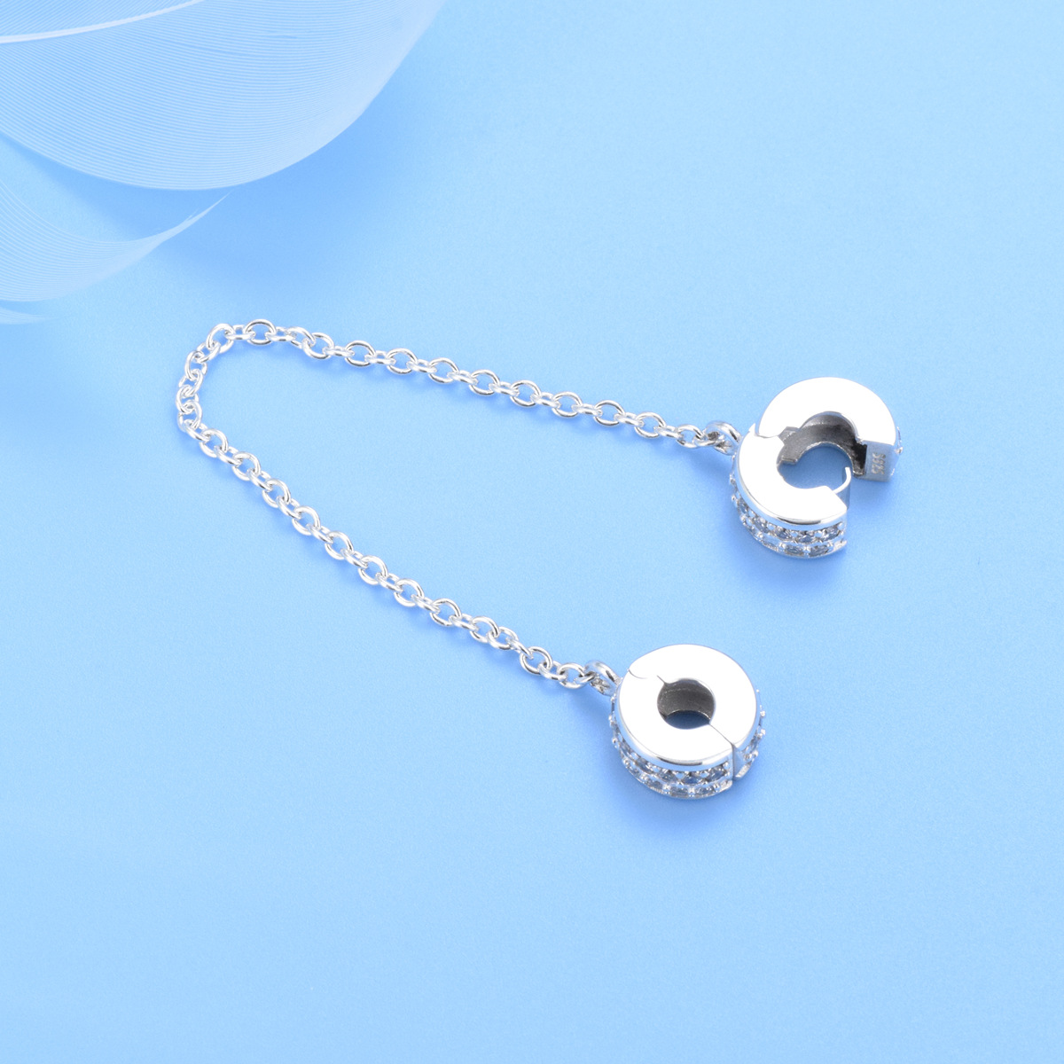S925 sterling silver bead DIY pendant safety chain - Image 3