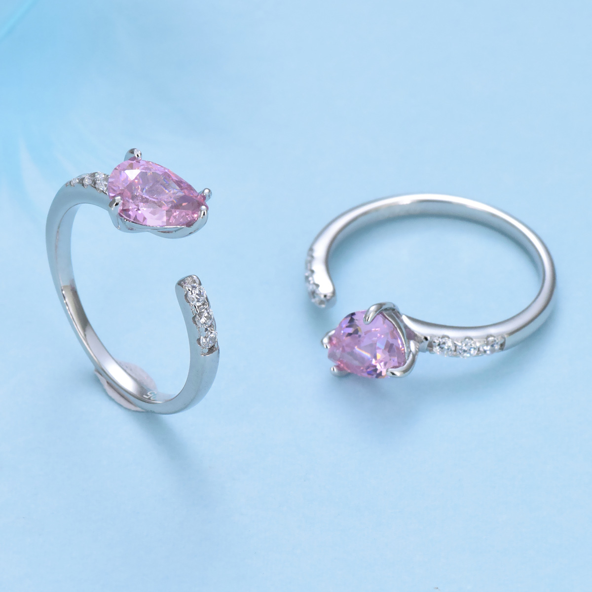 S925 sterling silver ring pink zircon ring for women - Image 3