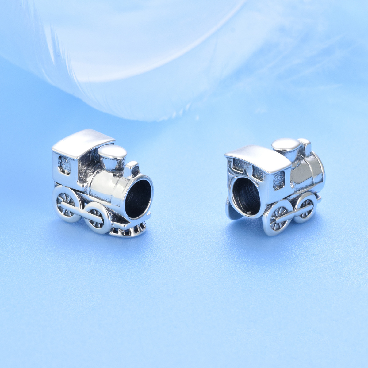 S925 sterling silver bead DIY pendant locomotive - Image 3