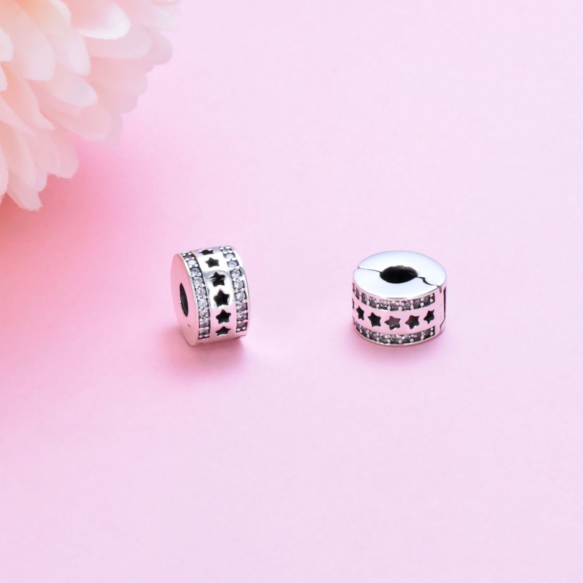 S925 sterling silver bead DIY pendant star fixing buckle - Image 3