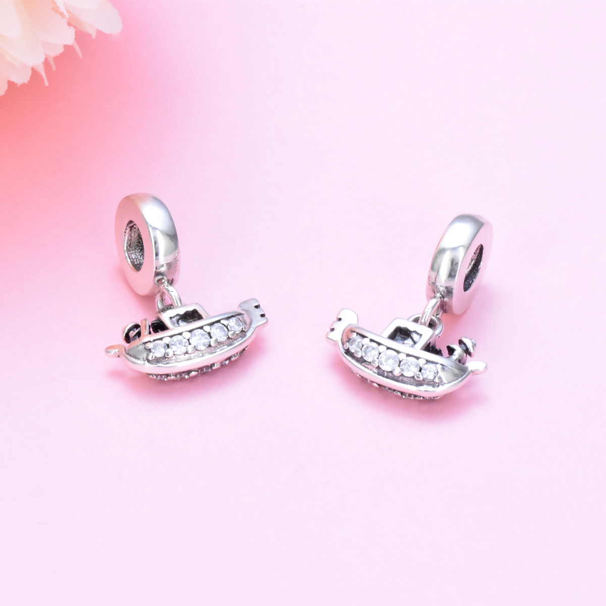 S925 sterling silver bead DIY suspended boat - Image 3