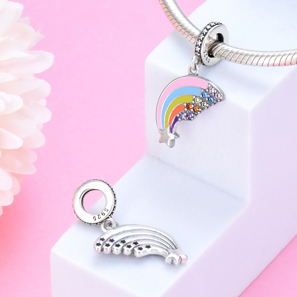 S925 sterling silver bead DIY pendant rainbow - Image 3