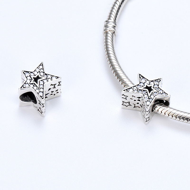 S925 sterling silver bead DIY pendant star - Image 3