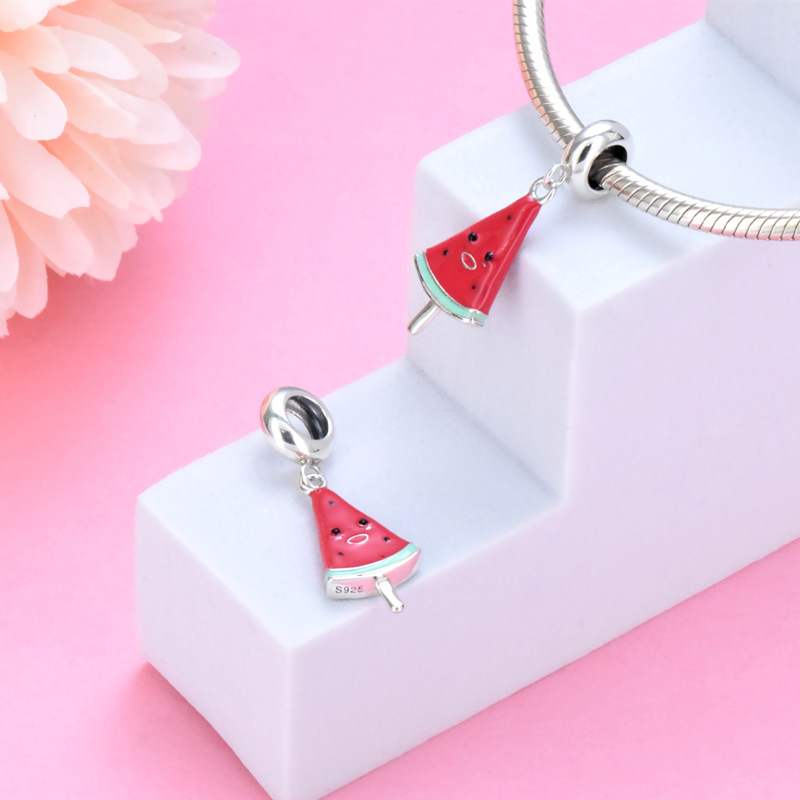 S925 sterling silver bead DIY pendant watermelon ice cream - Image 3