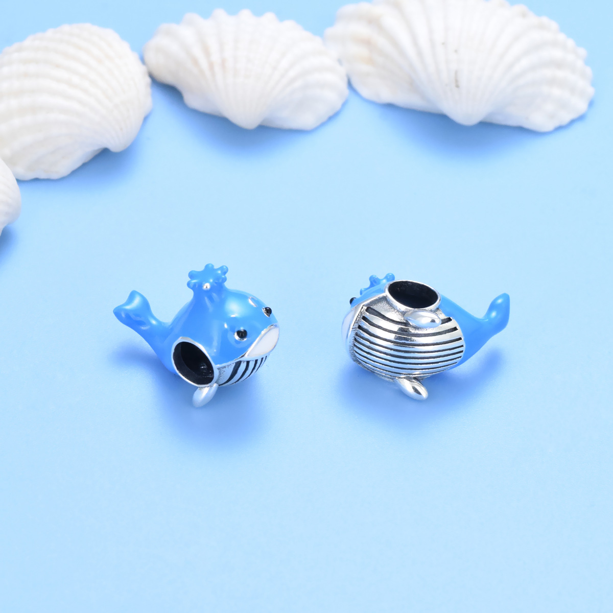 S925 Pure Silver Bead DIY Pendant Little Whale - Image 3