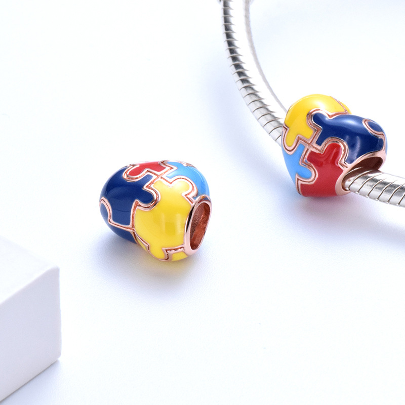 S925 Pure Silver Bead DIY Pendant Love Puzzle - Image 3