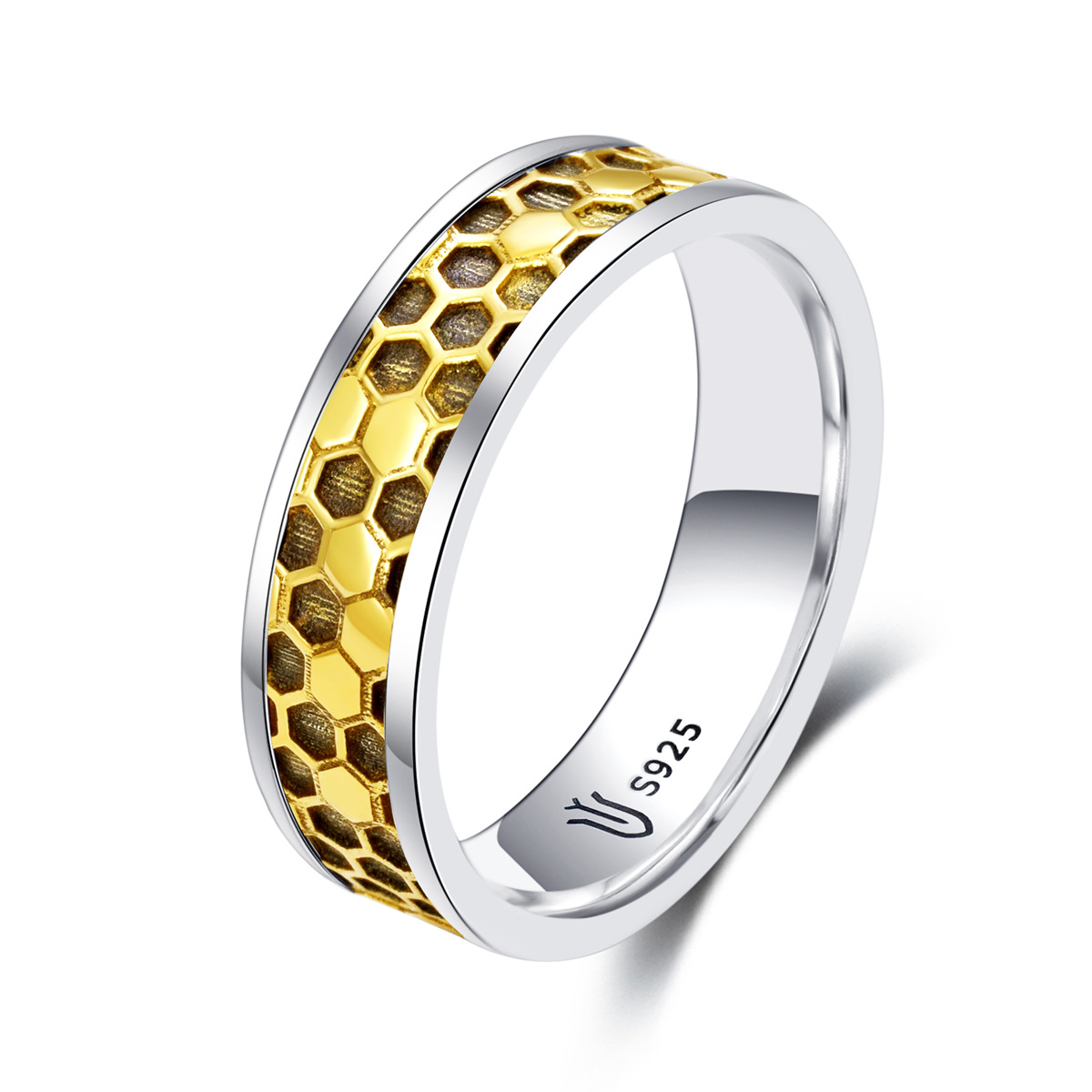 S925 sterling silver couple ring wrong gold craft unisex