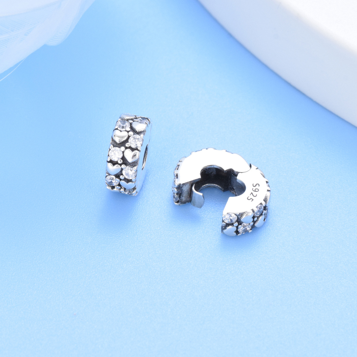 S925 sterling silver beaded DIY inlaid zircon pendant - Image 3