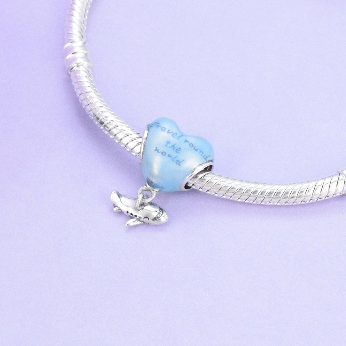 S925 sterling silver beaded DIY small airplane pendant - Image 3