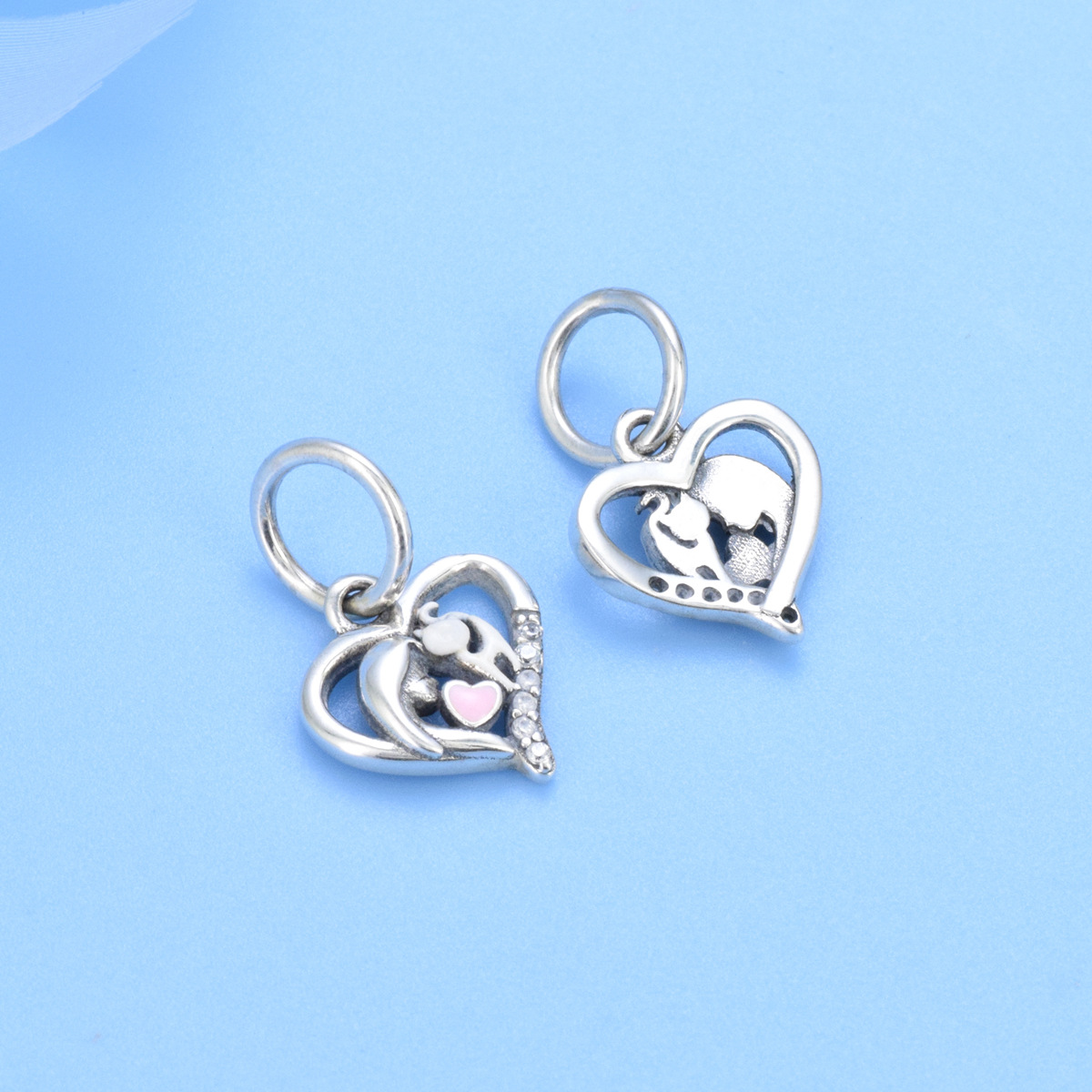 S925 Sterling Silver Beaded DIY Kitten Pendant - Image 3