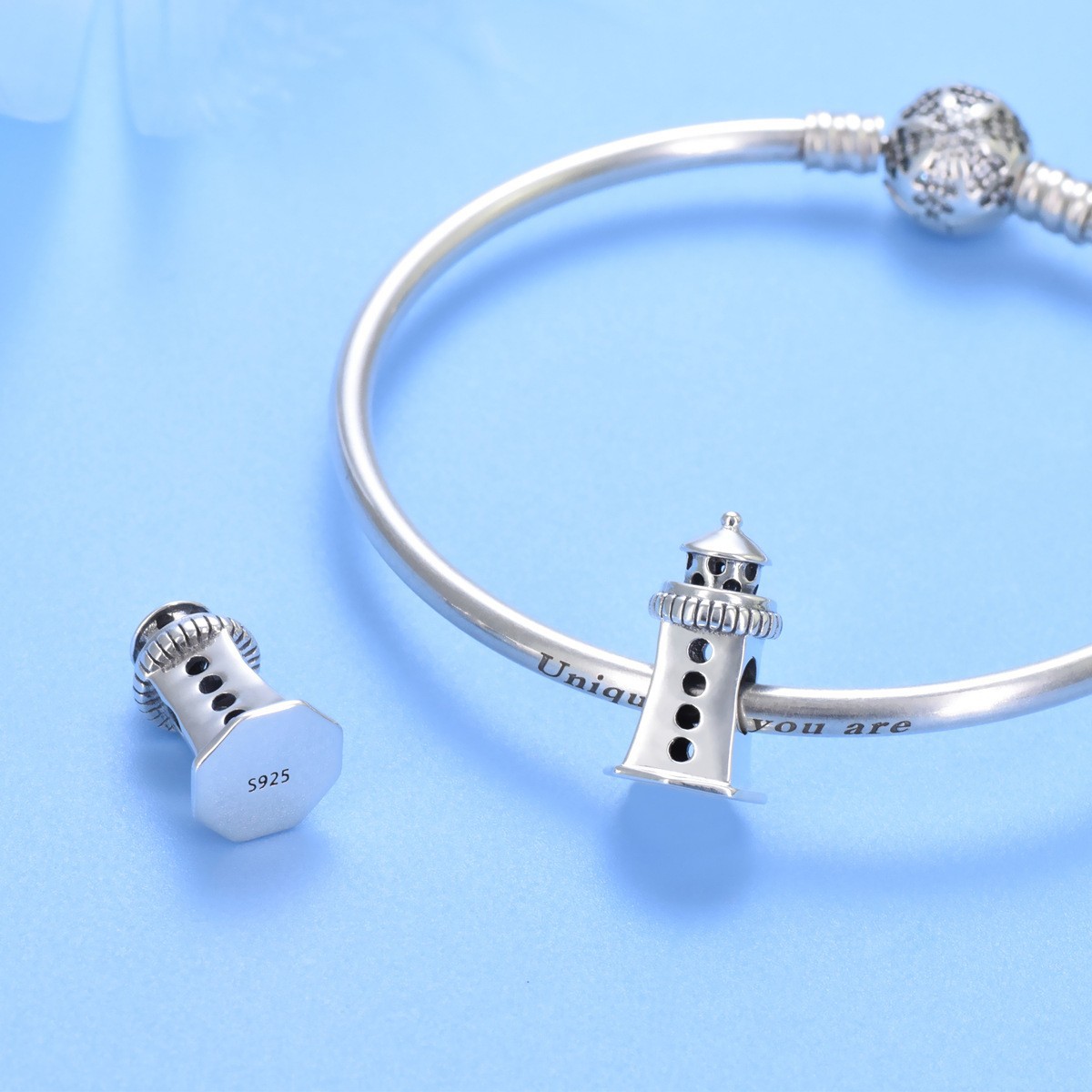 S925 Sterling Silver Beaded DIY Pendant Lighthouse - Image 4