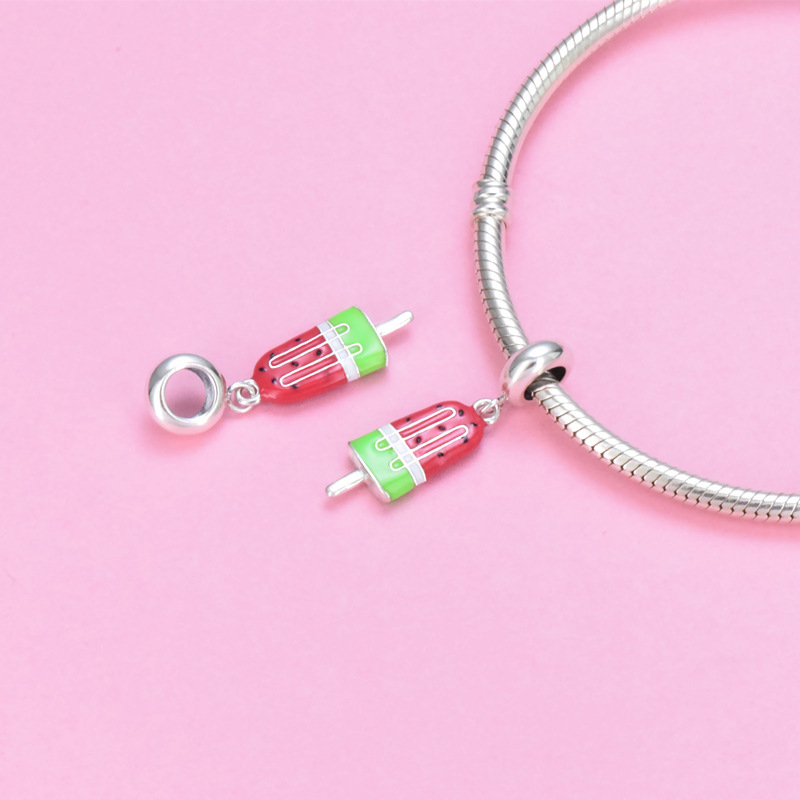 S925 Sterling Silver Beaded DIY Pendant Watermelon Ice Cream - Image 4