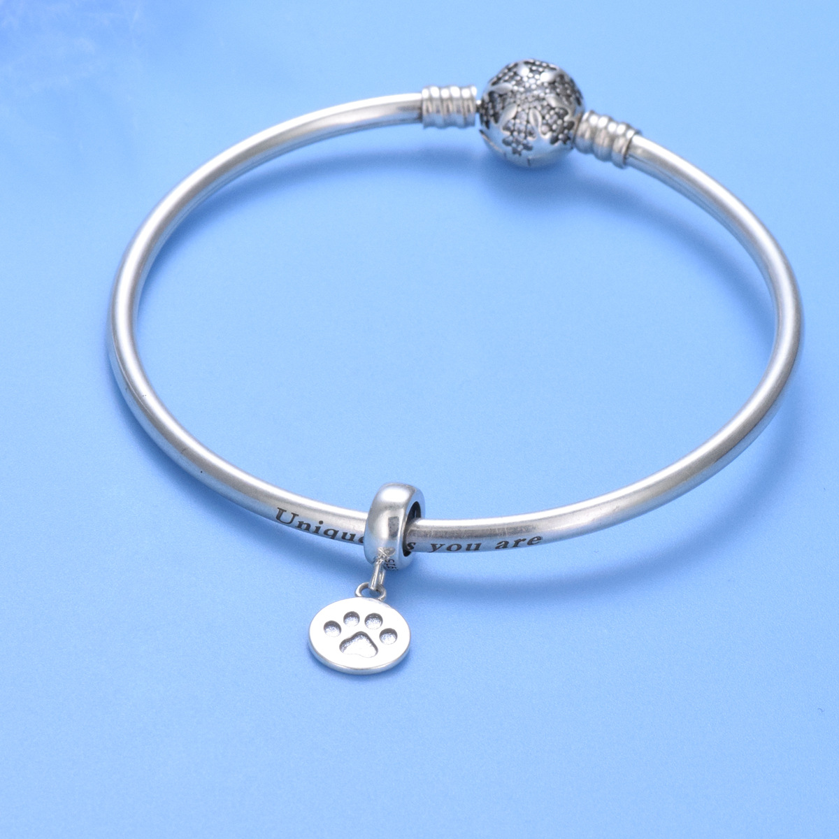 S925 sterling silver beaded DIY pendant pet footprints - Image 4