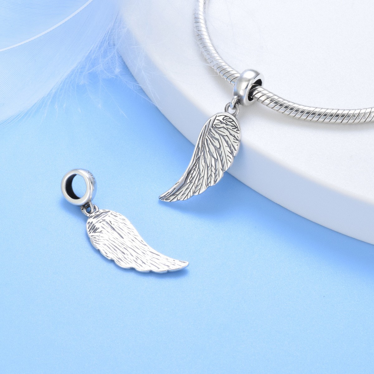 S925 sterling silver beaded DIY pendant wings - Image 4