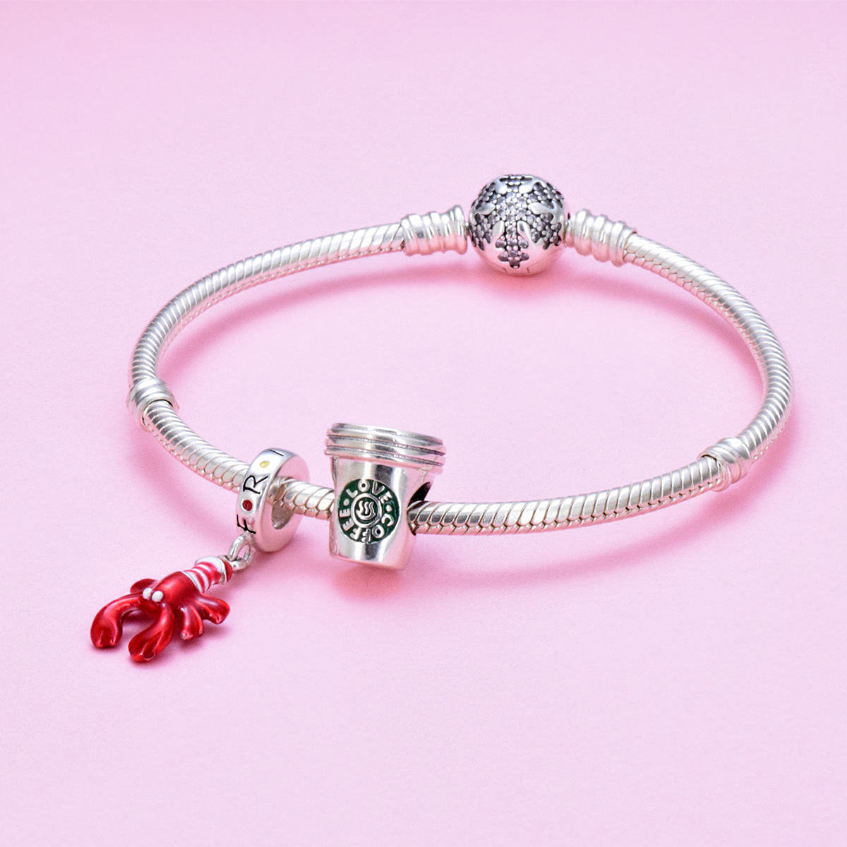 S925 Sterling Silver Beaded DIY Pendant Coffee Cup - Image 3