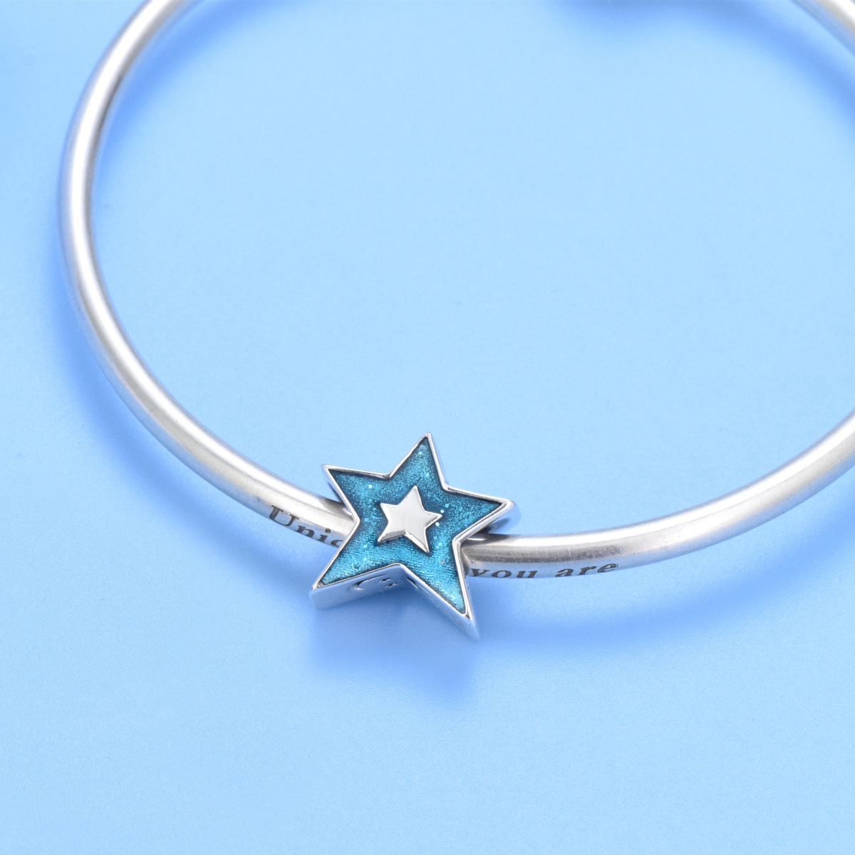 S925 sterling silver beaded DIY pendant pentagram - Image 4